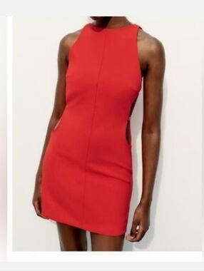 Zara Red Cutout Mini Dress with Side Buckles